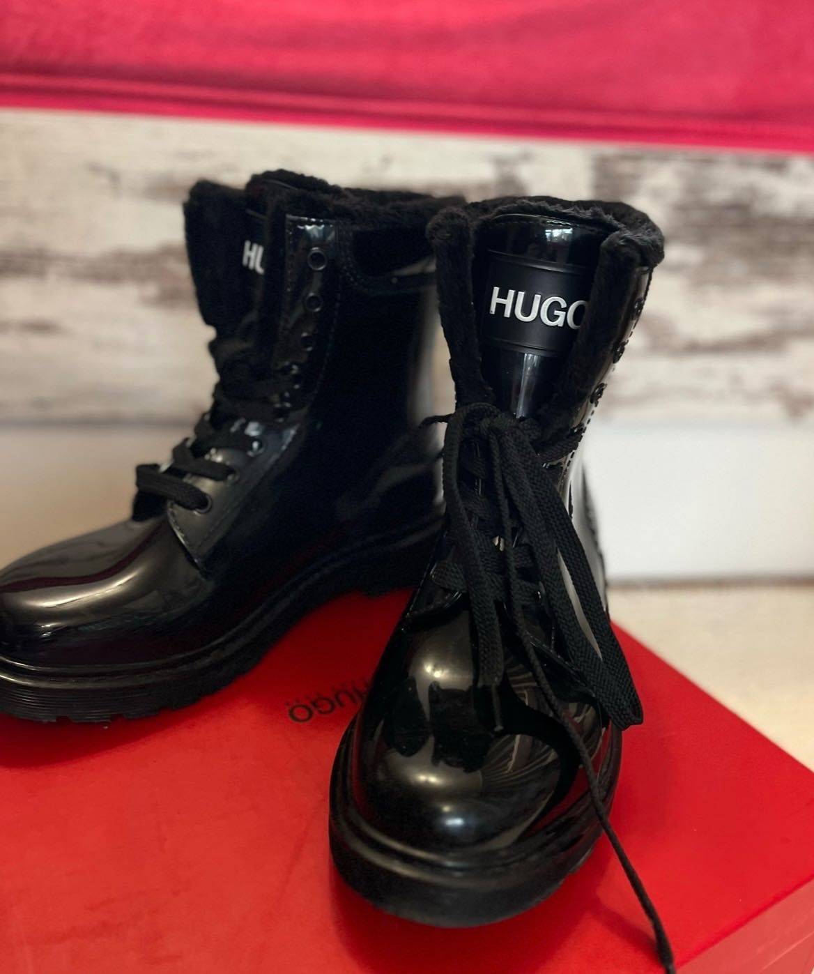 Боти HUGO Gamma FurLaceUp Черен