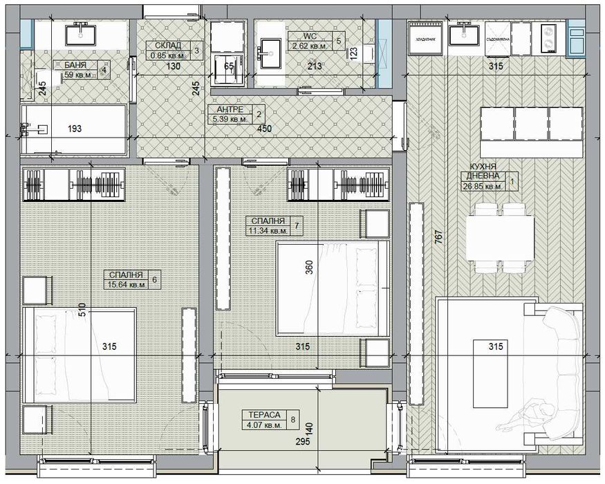 Продава се Тристаен апартамент в София, Люлин 6 - 98 кв.м за 1445 €/кв.м - Снимка #11