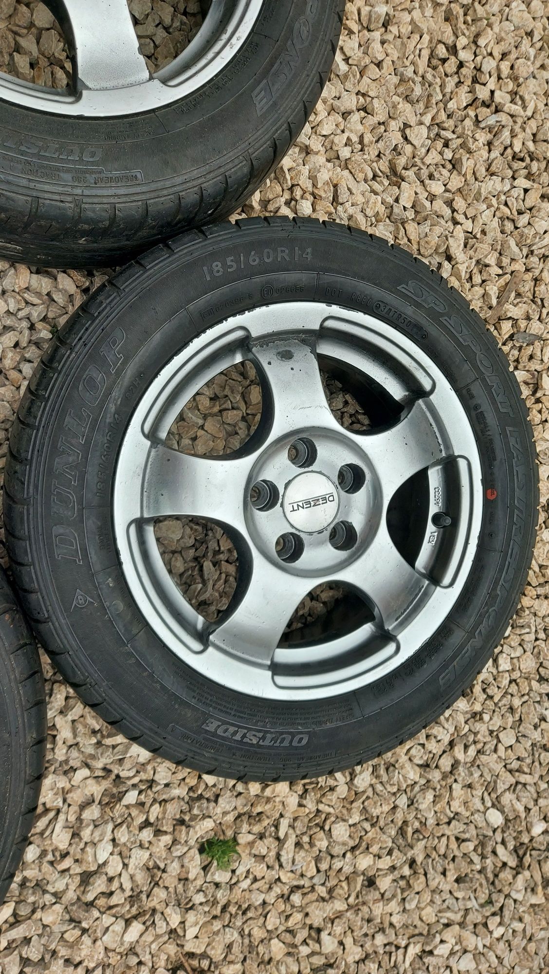 5 100 14, алуминиеви джанти 14 ки, 185 60 14 летни гуми Dunlop от vw p