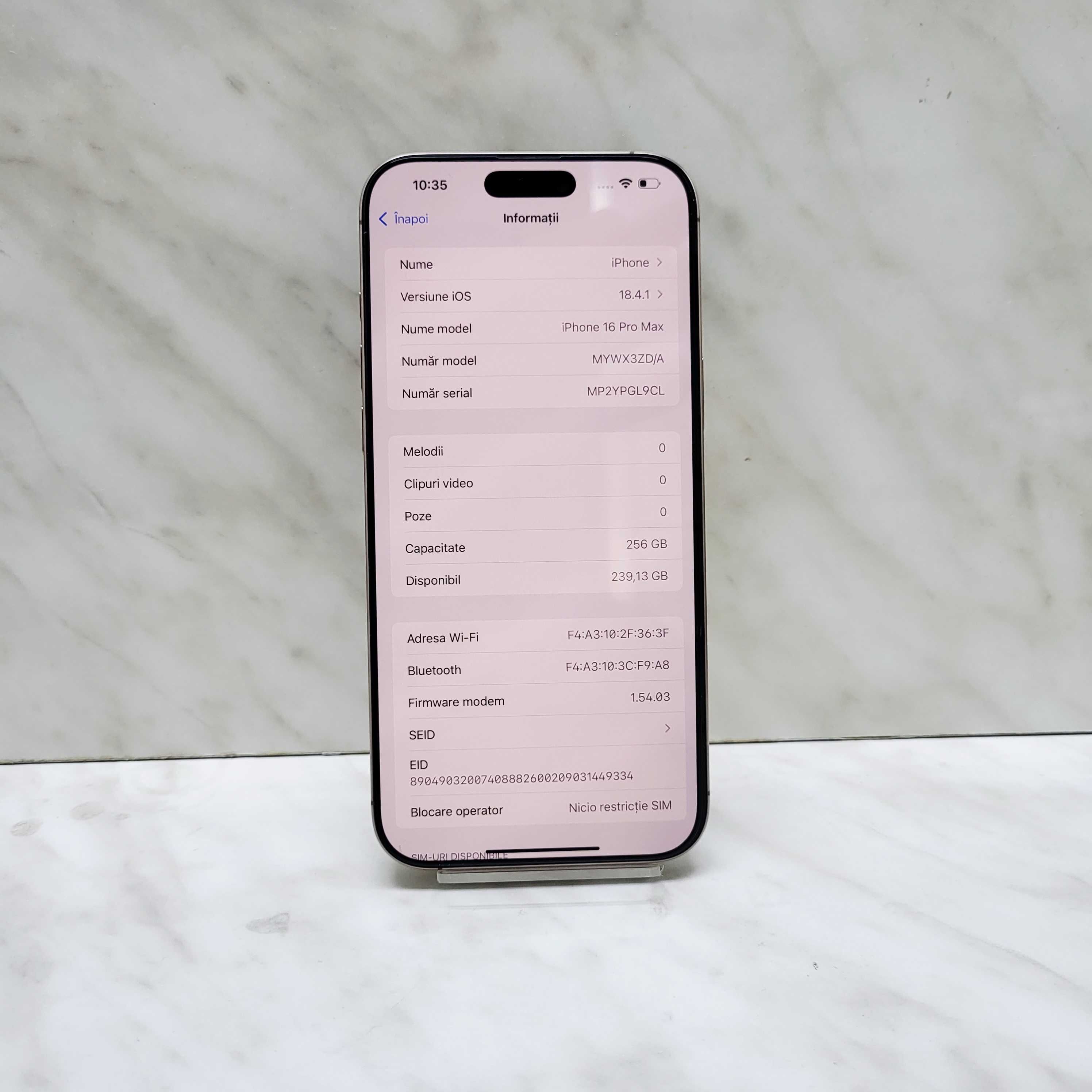 iPhone 16 Pro Max 100% baterie 256GB ZEUS Amanet Militari 31776