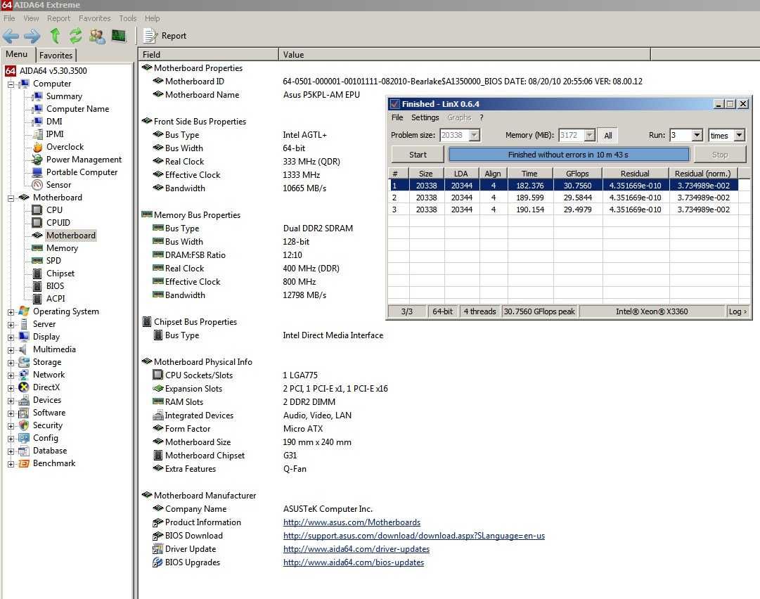 Asus P5KPL-AM EPU  + Xeon X3360 (same as Q9550 )