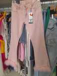 Glo-Story jeans. Луксозни Дамски розови дънки с пера. XXS, XS, S