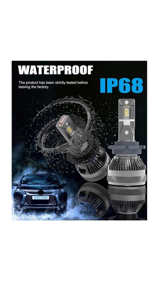 LED крушки H7 6500K 8000Lm – Premium комплект, IP68, Canbus