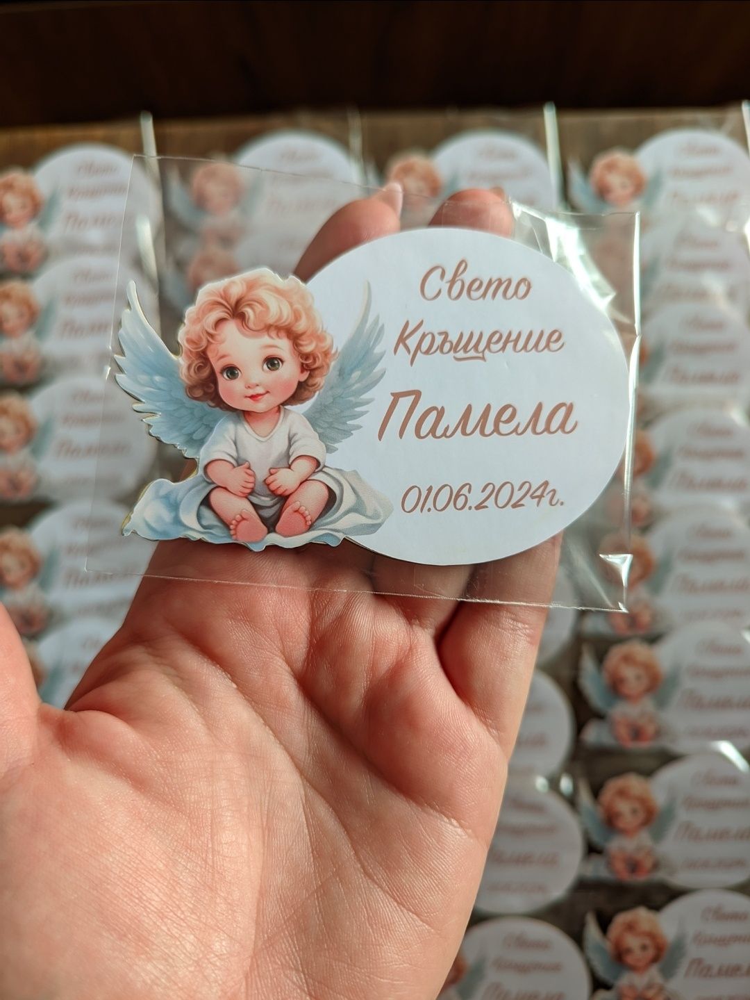 Ангелче магнит снимка, подарък за кръщене, магнит ангел, магнит кръщен
