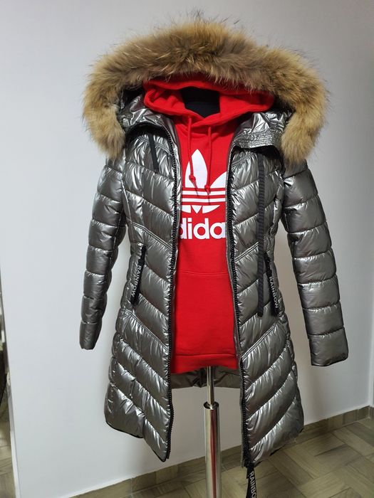 Geaca model de lux italian,gluga din blana naturala, umplutura fulgi