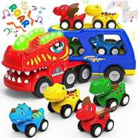 Динозавър камион с играчки малки коли за деца 5-в-1 интерактивна