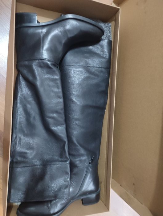 Сапоги ботфорты кожаные