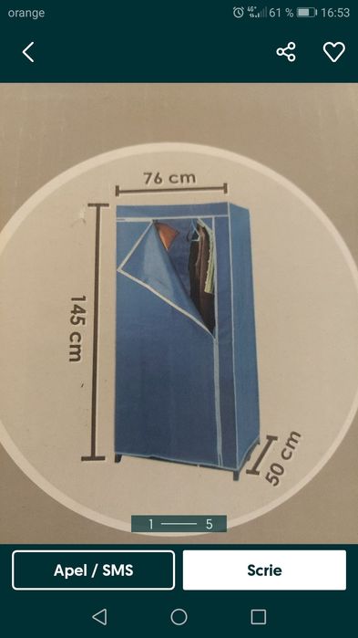 Dulap textil pt haine Cuier lemn masiv brad