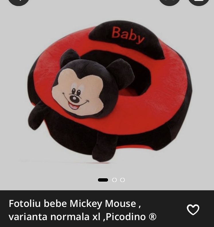 Fotoliu din plus pentru bebelusi Mickey Mouse, negru/rosu