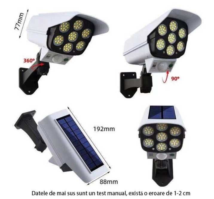 Camera Falsa Proiector, Camping cu Panou Solar, Senzor de Miscare