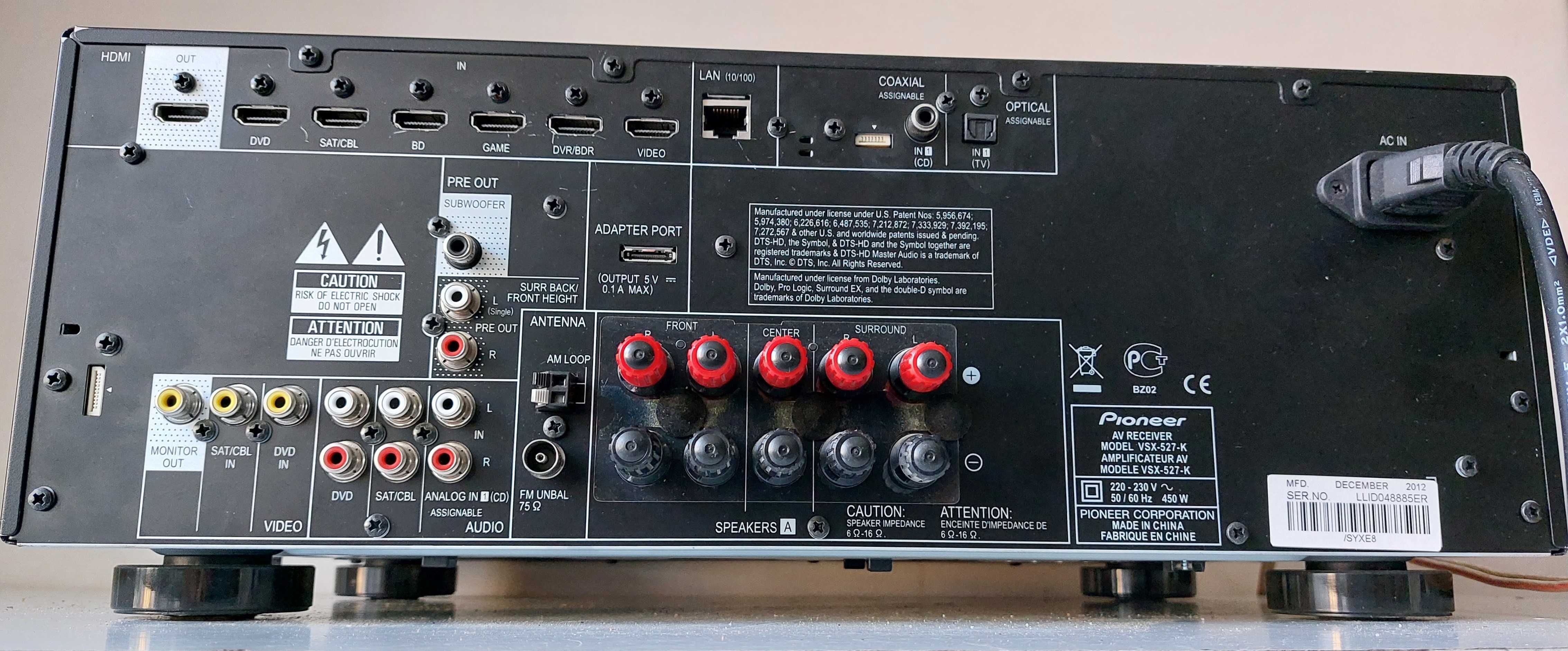Pioneer VSX 527 muzica HDMI Air Play DLNA USB statie film muzica