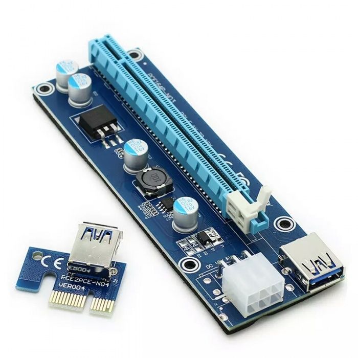 PCI-E PCI E Express 1X to 16X Riser Card + USB 3.0 Extender Cable