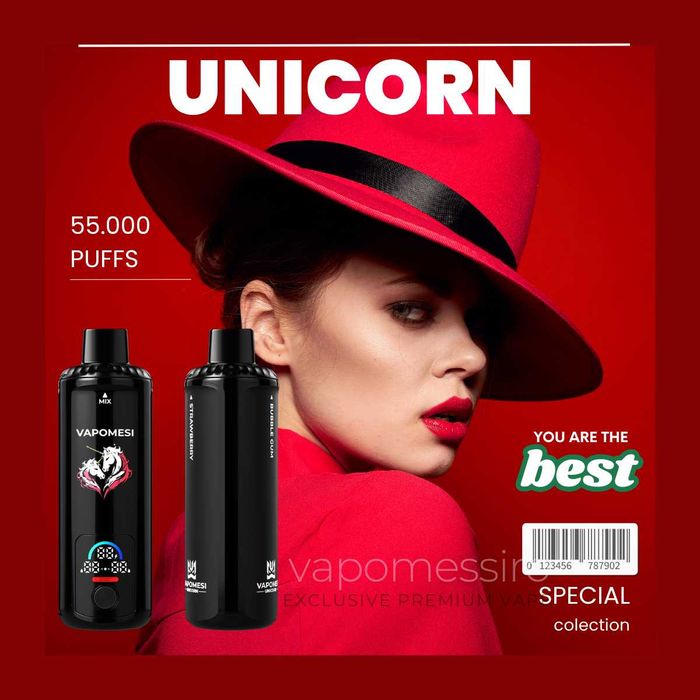 Vape Vapomesi Unicorn 55.000 pufuri cu Inel rotativ Pentru Mix 3in1