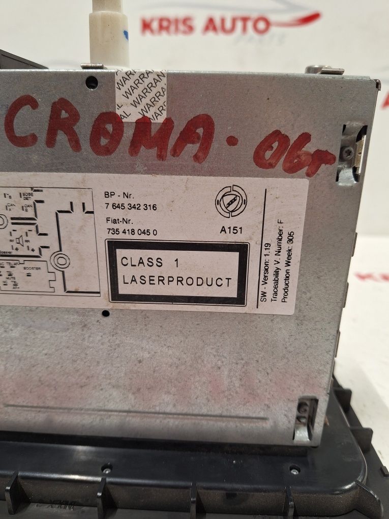 Cd Mp3 Radio music player Fiat Croma / СД Радио музика Фиат Крома