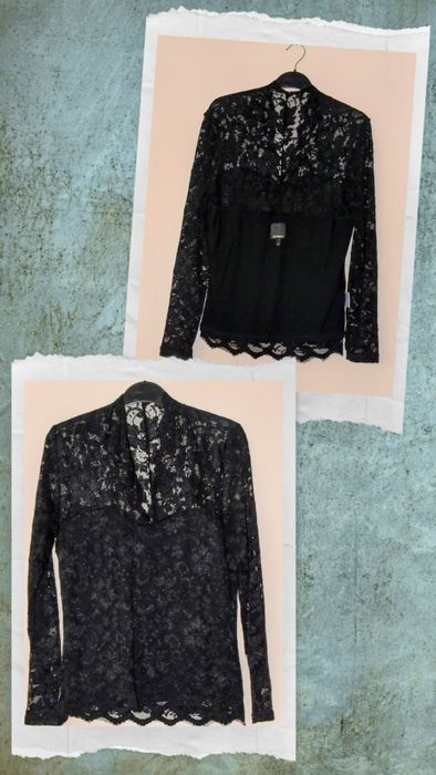 Дантелена черна блуза, размер 42