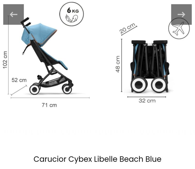 Vand carucior Cybex Libelle Beach Blue cu bara de protectie