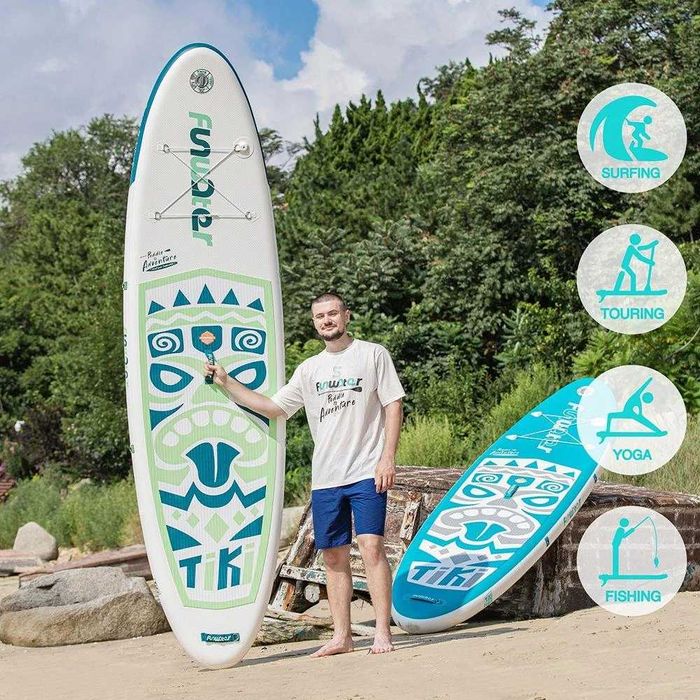 Надуваем падълборд Funwater TIKI Emerald Paddle Board SUP НОВИ В КАШОН