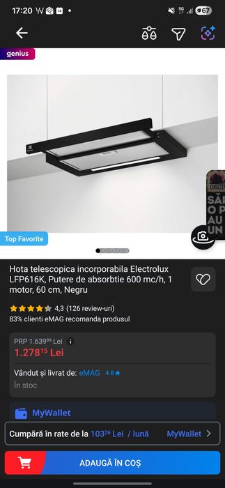 Hota telescopica incorporabila Electrolux LFP616K, Putere de absorbtie
