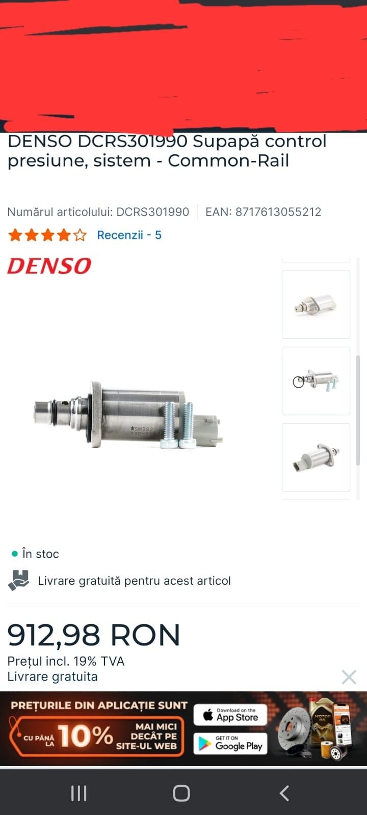 DENSO DCRS301990 Supapă control presiune, sistem - Common-Rail.