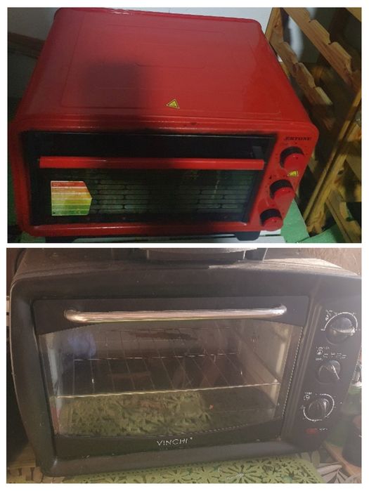 Cuptor electric rosu si negru metalic cu mai multe trepte de putere