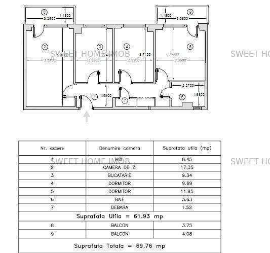 Lacul Tei vanzare apartament de 3 camere fara imbunatatiri