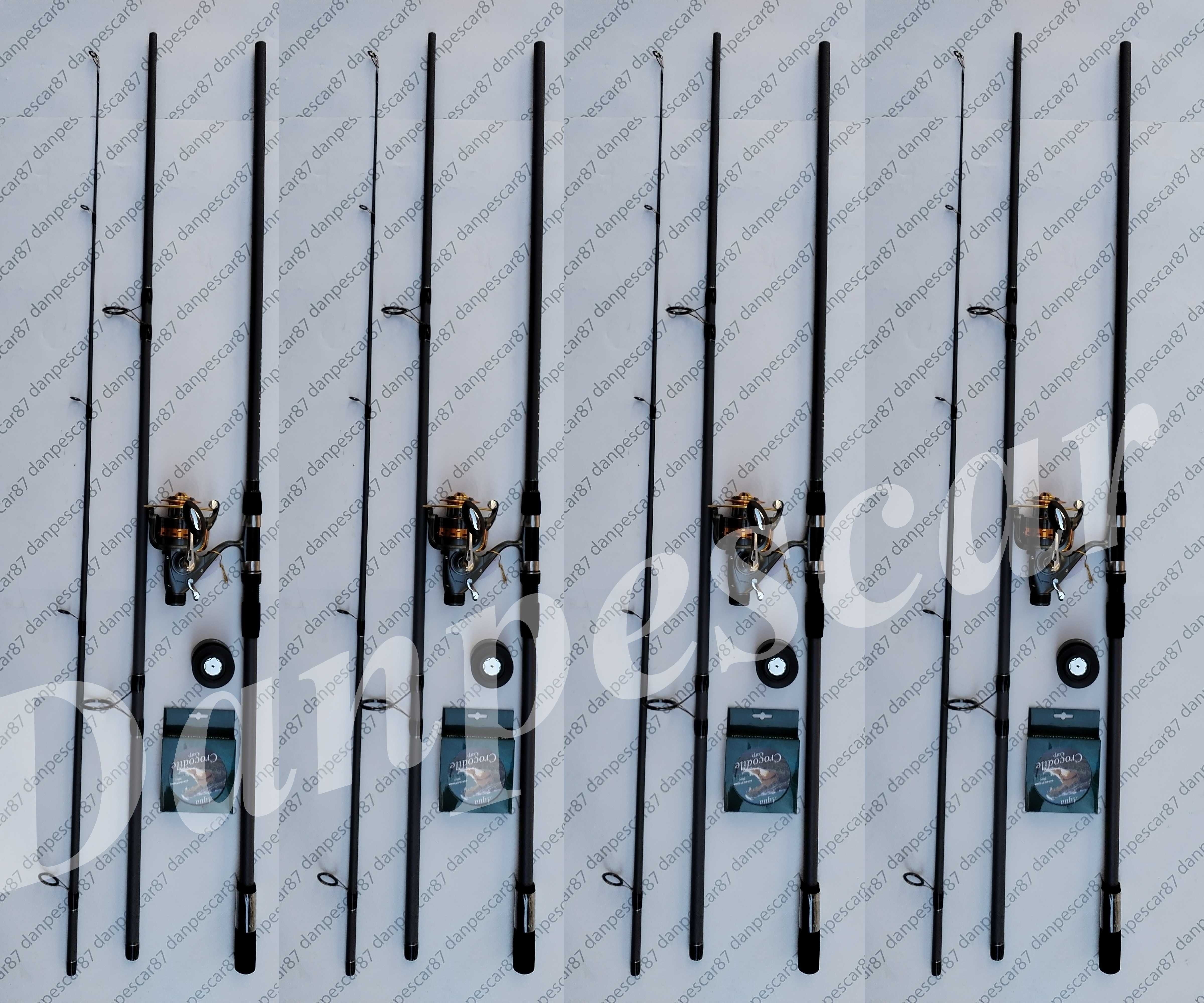 SET 4 Lansete Crap GS2 3,9m+4 Mulinete KT6000 si 4 ROLE FIR