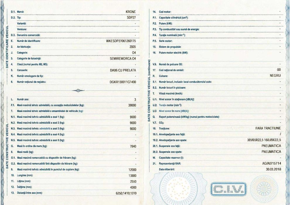 Semiremorca Krone Coil pentru transport bobine