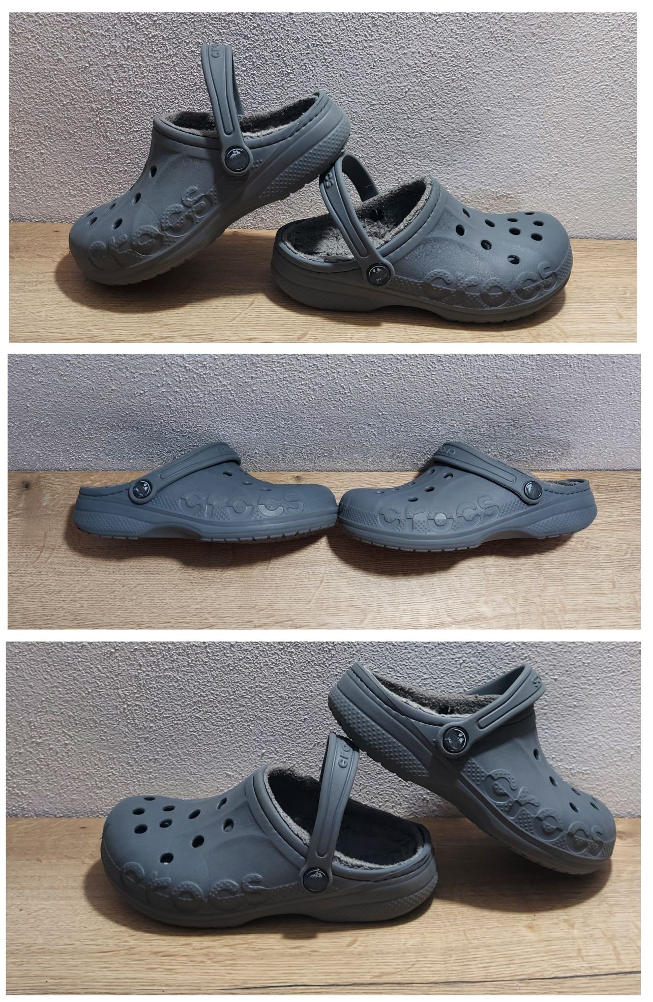 Saboți imblăniti CROCS J2, papuci toamnă iarnă mărimea 33-34 EU unisex