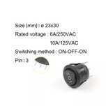 Buton 3 pozitii I-0-II 220V/3A Negru