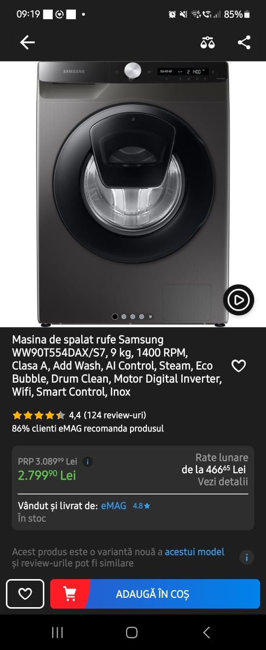 Masina de spalat Smart Samsung - 9kg - Iași