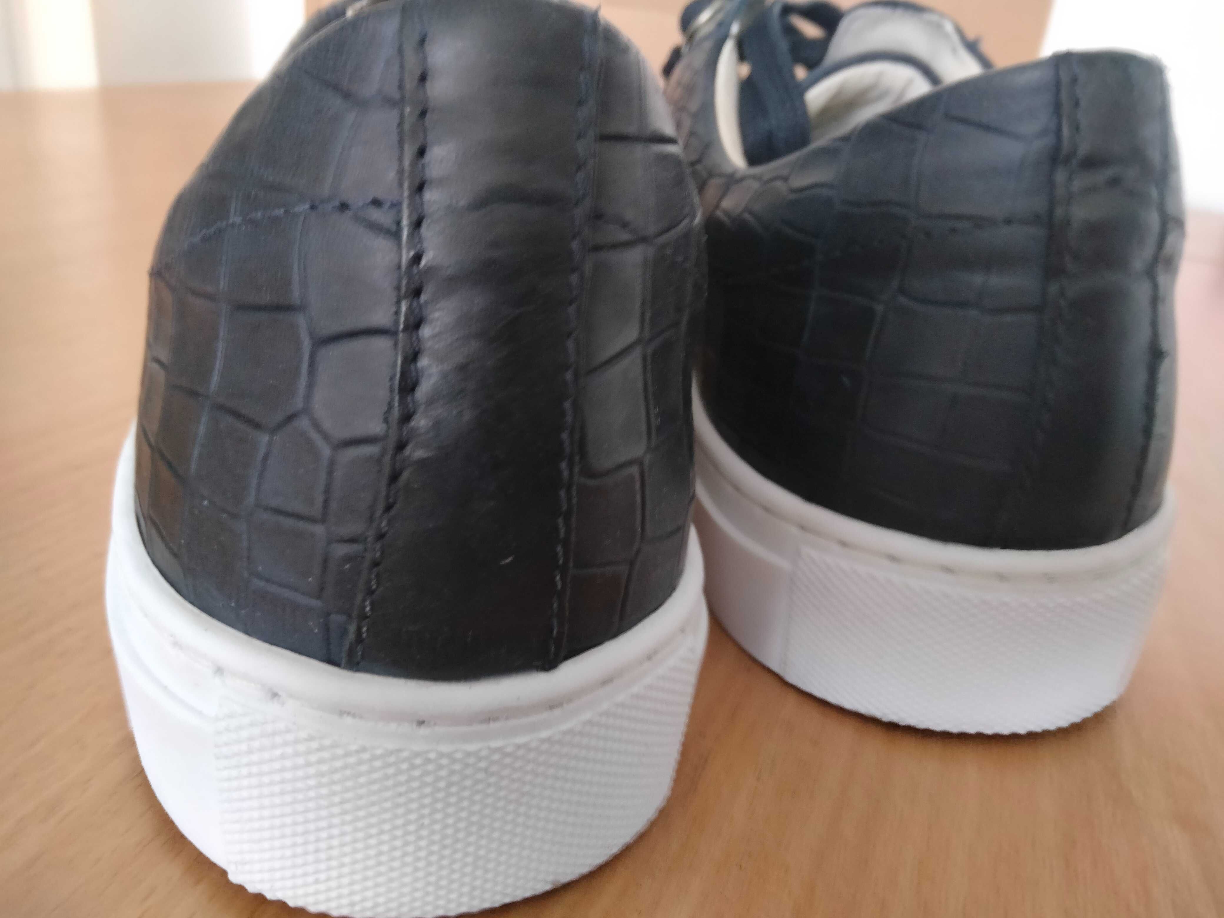 Adidasi pantofi sport piele naturala model crocodil 43 bleumarin