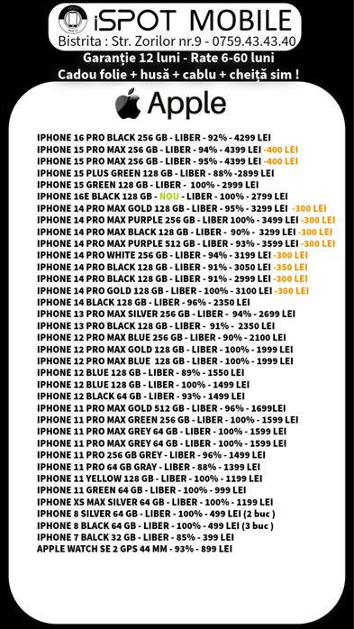 ‼️Telefoane in rate - Buy-Back - Garantie 12 luni + cadou‼️