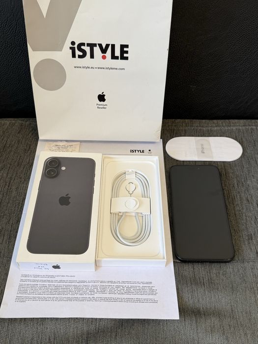 КАТО НОВ 128GB iPhone 16 Plus + iStyle Гаранция 2027г. Black