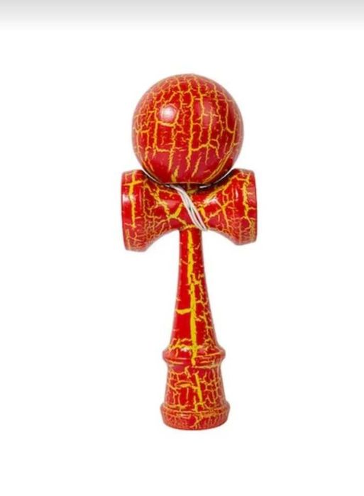 Kendama profesională din lemn, 18cm, Gradient Crack - Rosu