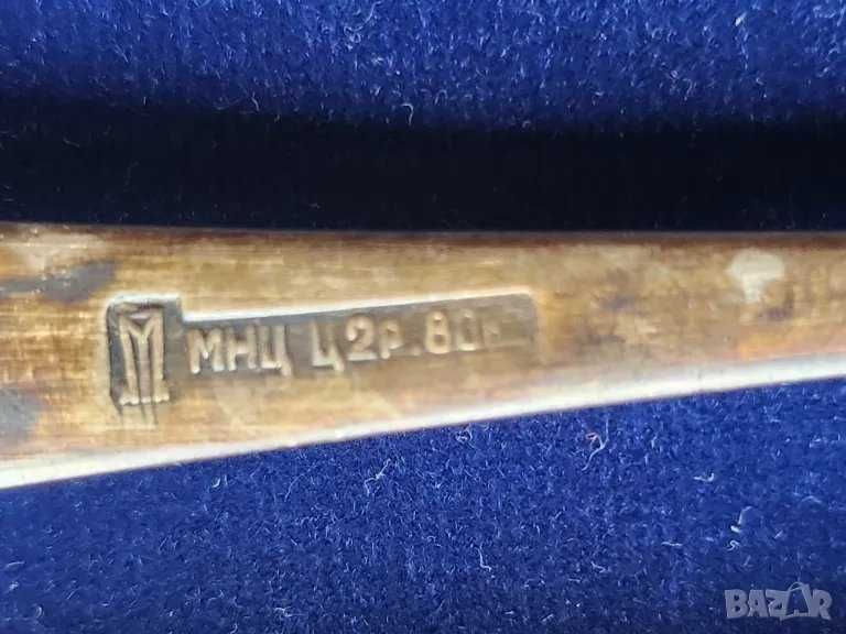 лъжички, позлатени мелхиор нови,к-т 6 броя, мод. "Хмель",+ 7 вил+5 лъж