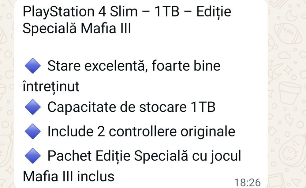 Player Station 4 Slim/ 1 TB. Ediție Specială  Mafia III