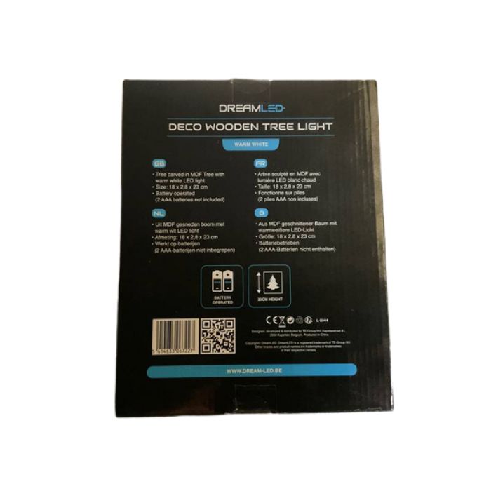 Decor de Craciun cu lumina LED si suport rustic din lemn