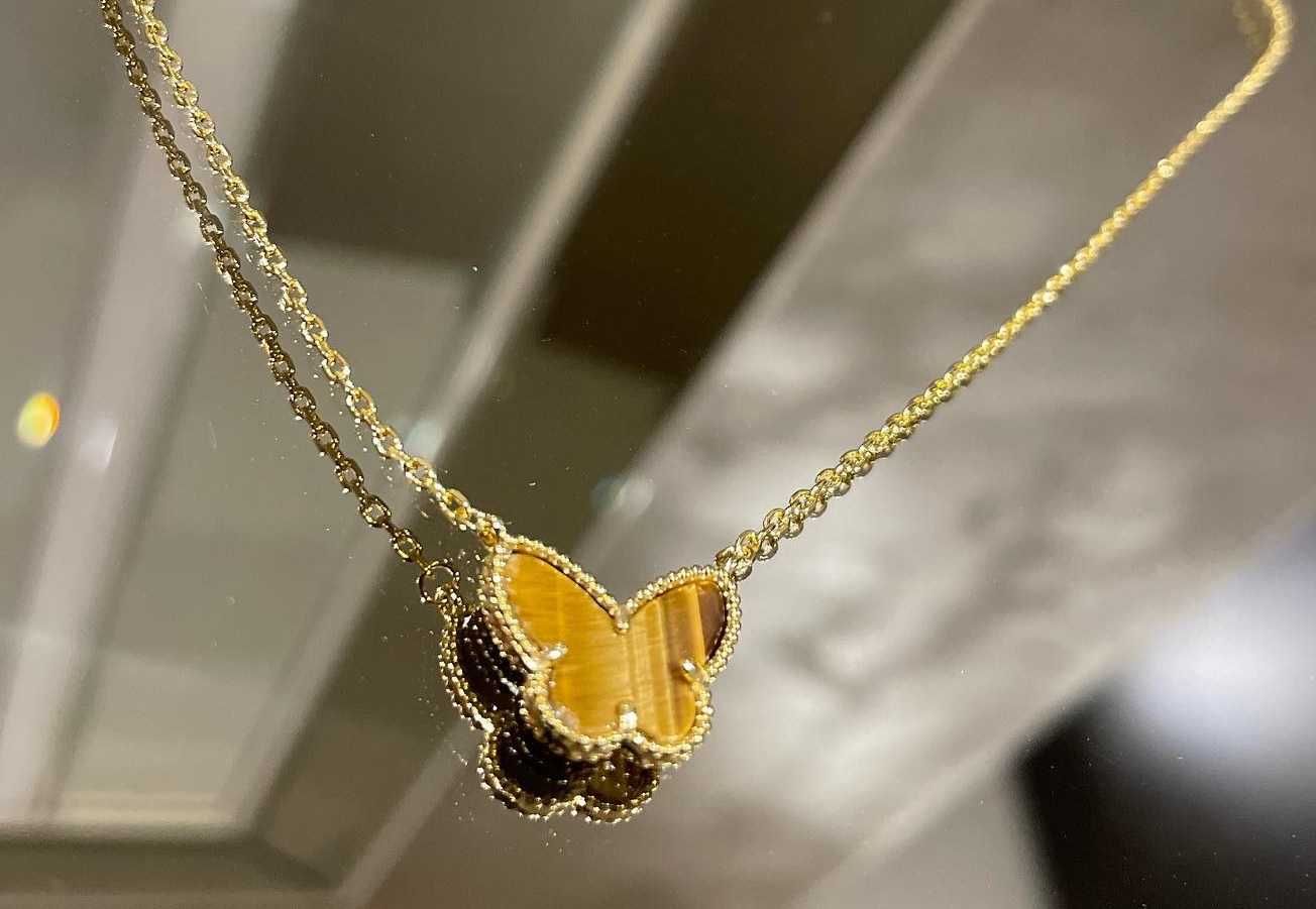 Van Cleef & Arpels VCA Lucky Alhambra Tiger Eye Butterfly Дамско Колие