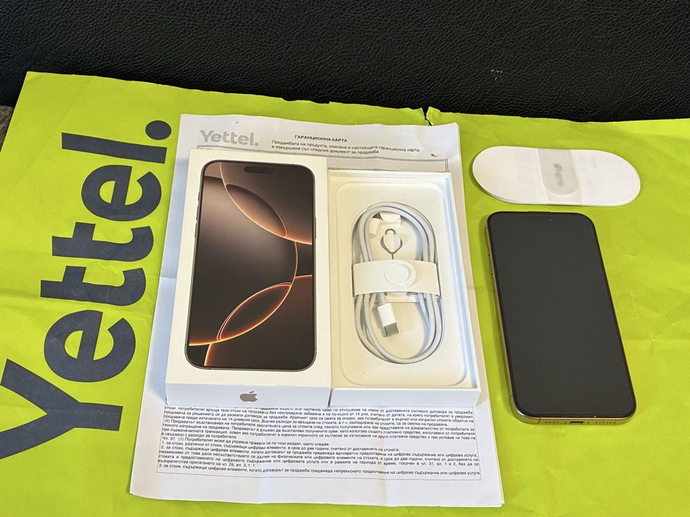 КАТО НОВ 256GB iPhone 16 Pro Max Yettel Гаранция 2027г. Desert