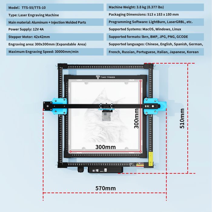 Машина за лазерно гравиране TwoTrees 5.5W