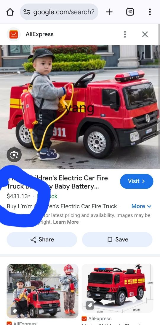 Bolalar yongʻin oʻchirish elektromobili