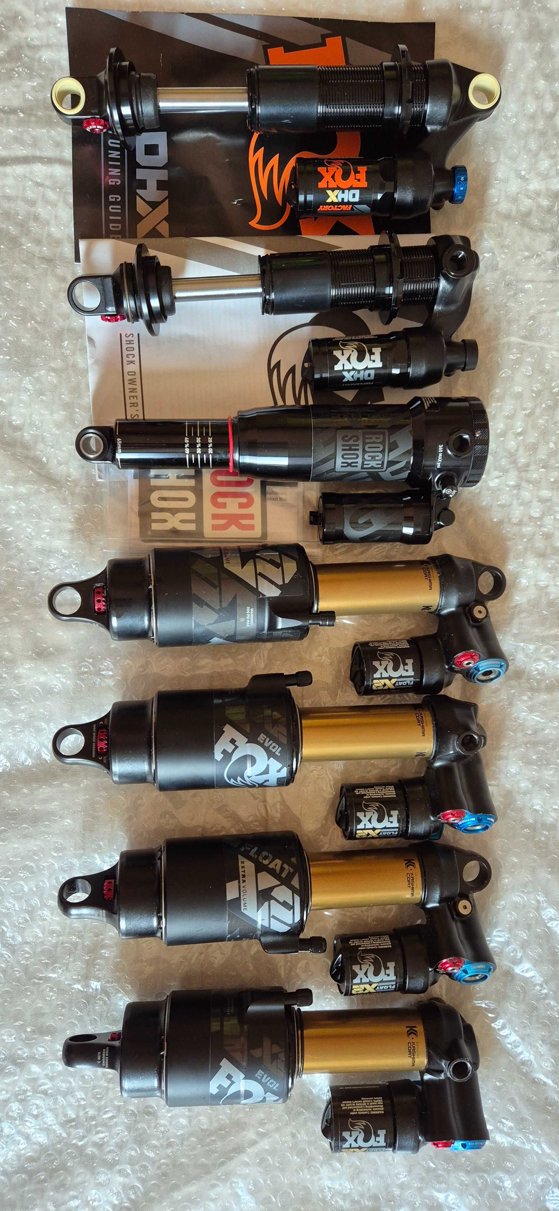 Нови Ohlins, Rock Shox, Fox DHX, X2 210, 205, 225, 230 и 250 размери.