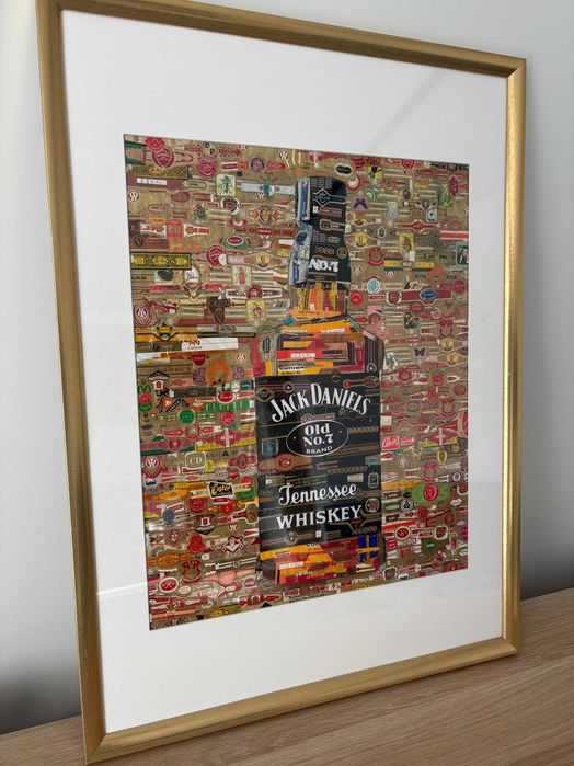 Картина колаж от бандероли на пури Джак Даниелс Jack Daniels уиски