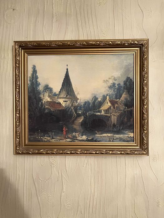 Tablou pe pânză înrămat – Peisaj lângă Beauvais de François Boucher