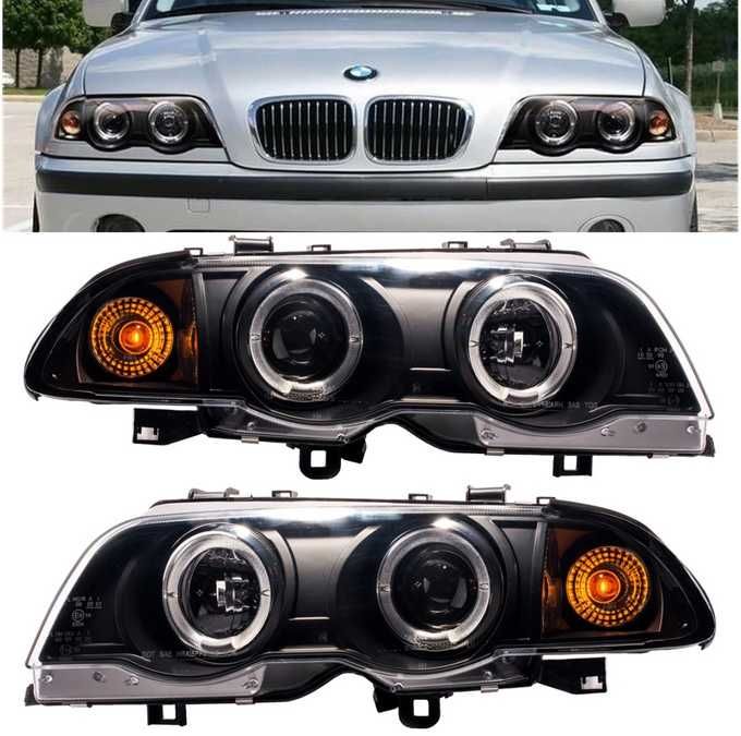 Far faruri BMW E46 NFL Angel Eyes negru NOU