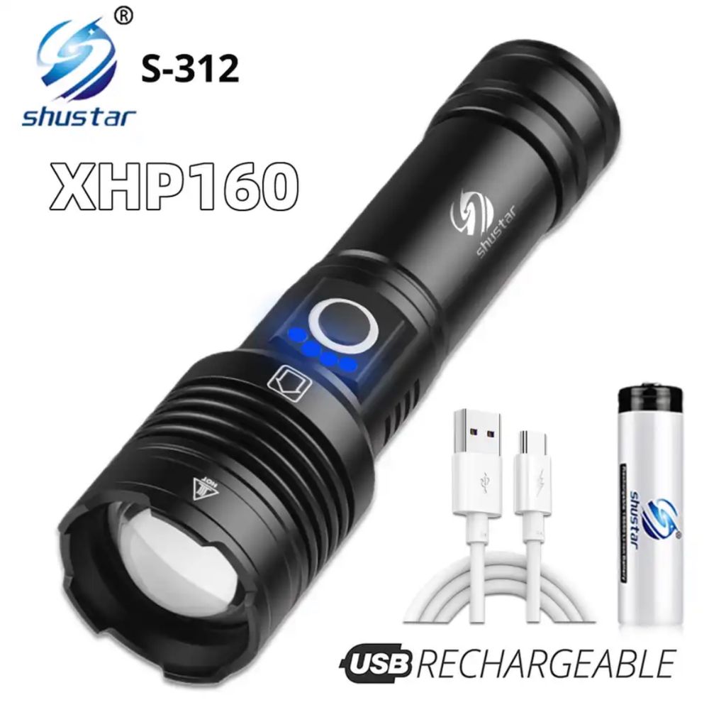 Shustar XHP160 16 core мощен лед фенер