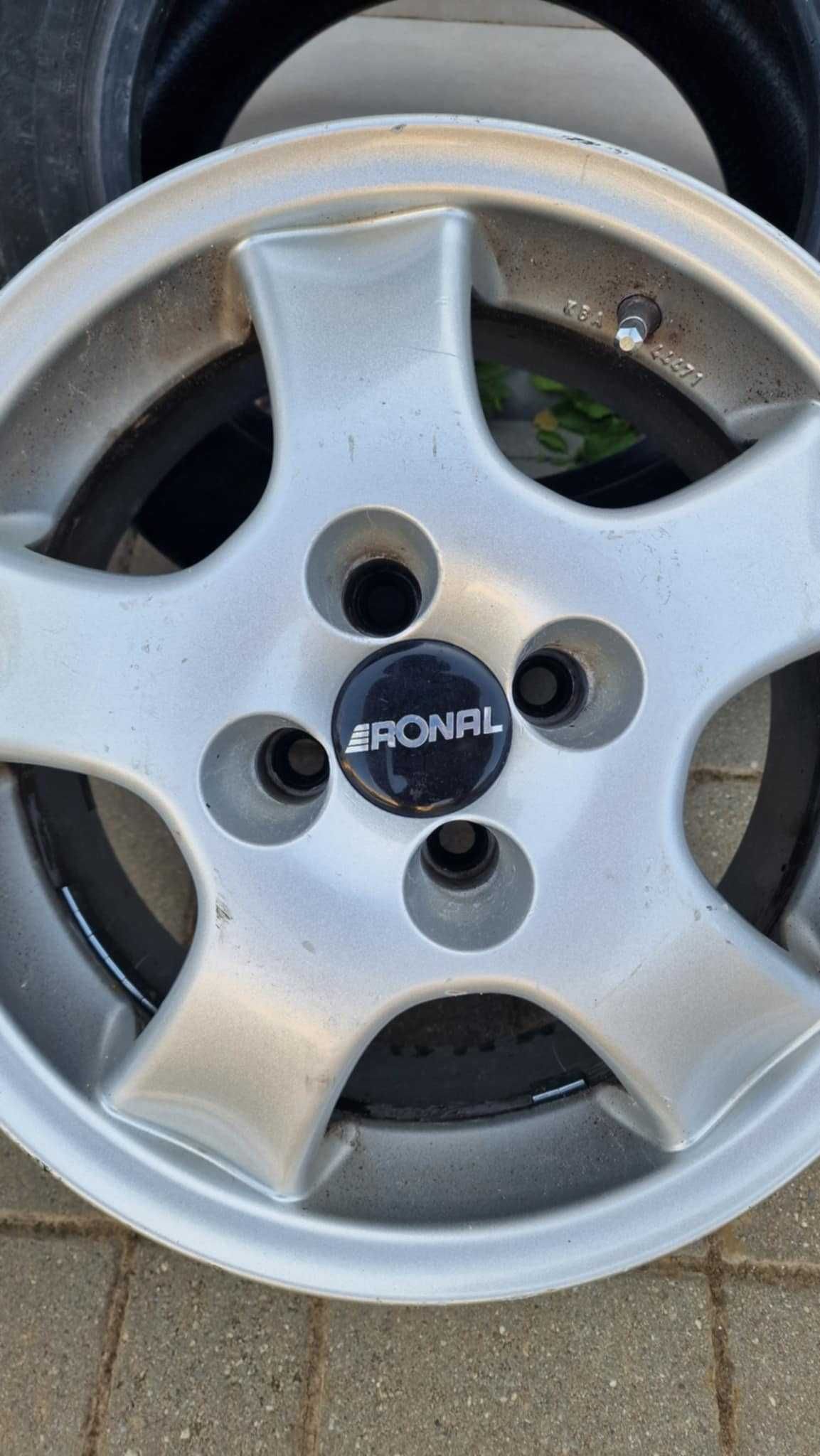 4 jante aluminiu Ronal 15" 4x100 + 4 anvelope (2 vară, 2 iarnă)