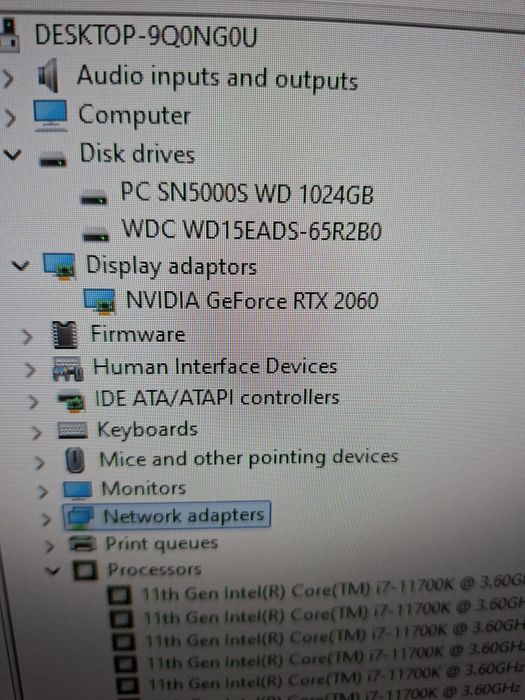 Calculator gaming I7-11700k, 32GB RAM, SSD 1 TB, RTX 2060