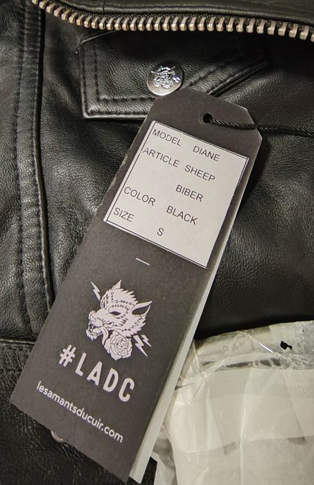 Geaca de piele naturala neagra LADC Paris, masura S