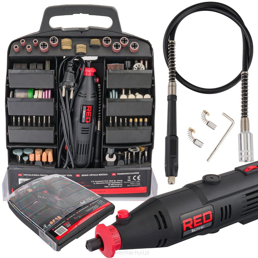 Mini polizor drept cu maner 350W , 300 piese , Redtechnic RTSPT0047